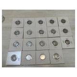 Sixteen Mercury Dimes: (2) 1934, 1936, (5)1942,