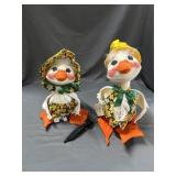 Two Annalee doll Ducks in yellow floral suits - 9