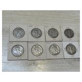 Eight Standing Liberty Half Dollars: Unknown,