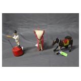 Baseball vintage toy, cat & horse
