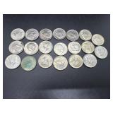 Twenty Kennedy Half Dollars: 1964, 1966,(5) 1967,