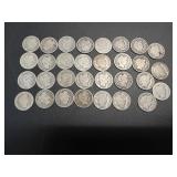 Thirty-One Barber Dimes: 1913, 1899, 1912, 1916,