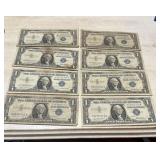 Eight Silver Certificate $1: (6)1957, (2)1957A