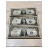 Three 1957A Silver Certificates $1