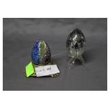 Paperweights, egg shaped, (2)