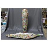 Stamp collage leaf tray & Vase