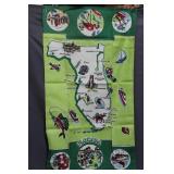 Vintage Florida Green border table cloth 50" x