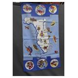 Florida Royal Blue vintage table cloth & matching