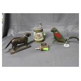 Two animal nut crackers (Parrot & dog), German