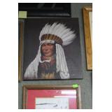 Unframed Indian chief acrylic on canvas