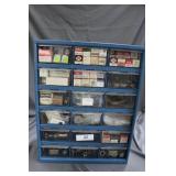 18 drawer index with assorted radio tubes & shield