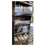 5 stack bookshelf loaded with reference guides, ca