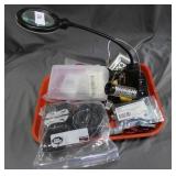 XM radio, handheld mag. Glass, lamp lenses, solder