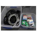 Power cords, aux cords, hex nuts, washers, & deck
