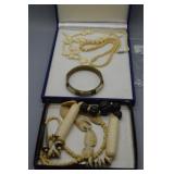 Ornate Bone carved necklaces & brass/bone bangle