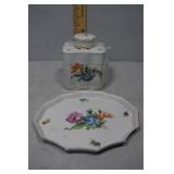 Two pcs Meissen HP pottery