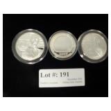 Three one ounce silver rounds