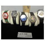 Five Disney wristwatches - Racer Mickey, Disney
