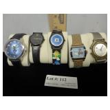 Five wristwatches - Sorcerer Mickey, M&Ms