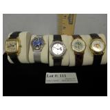 Five wristwatches - Steamboat Willie, Donald