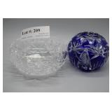 Royal Daulton candy dish & cobalt blue cut to
