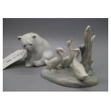 Lladro Polar bear & Nao trio of ducks