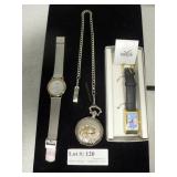 Skagen wrist watch, Bass pocket watch & Sweda