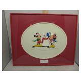 Framed Disney Mickey Mouse & Minnie Snowman cel