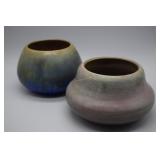 Two Fulper squat splatter glaze vases