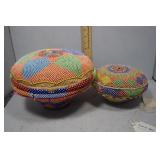 Two South African beaded lidded gathering baskets