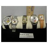 Five Disney Wristwatches - Mickey Mouse,