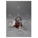 Four crystal bells - one with ruby