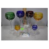 Bohemian glass goblets, 2 cordials & Orrefors