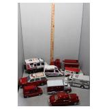 Nine Plastic or Diecast Fire Department model