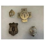 Four Firefighter badges - NF FD Hose NO 1 J.E.B.,