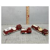 Three 1970s Tootsie Toy Firetrucks