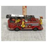 1960s Pressed Tin Firetruck with Three