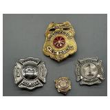Four Firefighter Badges incl Tarrytown Fire Dept.