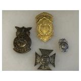 Four Firefighter badges - Albany, NY Bureau of Fir
