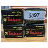 4x$ - Four Boxes of Tulammo 7.62 x 39mm FMJ 122 gr
