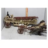 Cast Iron Ladder Truck with Repainted Figures