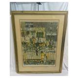 City Scene framed litho artist signed lower right