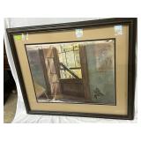 Watercolor Signed Bilcher of House in Dismay - 38"