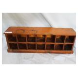 Primitive  tabletop 14 slot cubbyhole - 27" x 6" x