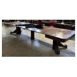 Impressive Tiger Oak Paw Footed Pedestal Dining Ta