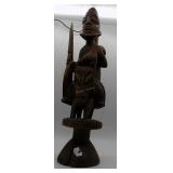 African Wood Carving of Soldier on Horse Back 23"