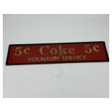 Coca Cola Fountain drink painted glass sign