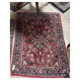 Hand Knotted Red Throw Rug 36" x 31"