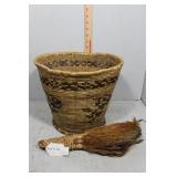 African grassland basket with whisk 12.5" x 10"