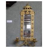 Pair Mirrored Back Two-Light Cast Metal Wall Sconc